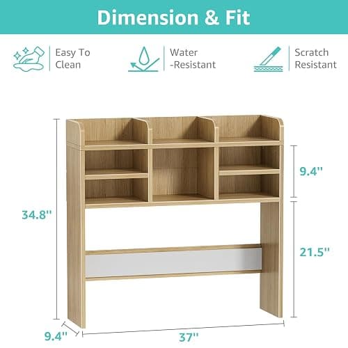 37 Inch Natural Wood Desk Hutch Dorm Top Only With Felt Board For College thumbnail 3
