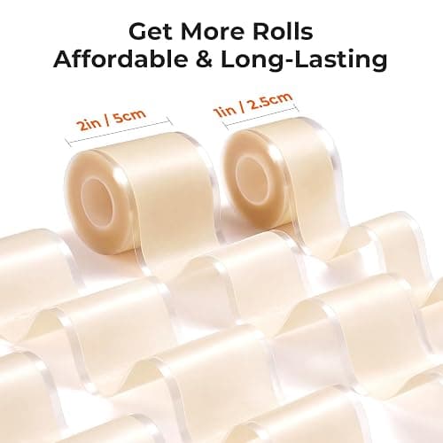 TKTK Hydrocolloid Roll 2 Sizes, Cut-to-Fit Bandages for Pimple & Wounds | 2in x 5ft + 1in x 5ft Pimple Patch Roll Value Pack, Long-Lasting, for Acne & Wounds, Easy-Peel, Waterproof, No Additives thumbnail 2