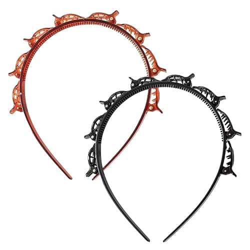 Cerchietti per Capelli,Cerchietto a Forcina,2 Forcina per capelli a doppia frangia,cerchietti per capelli con fermagli,cerchietti per capell antiscivolo,elegante fascia per donne e ragazze - Image 1