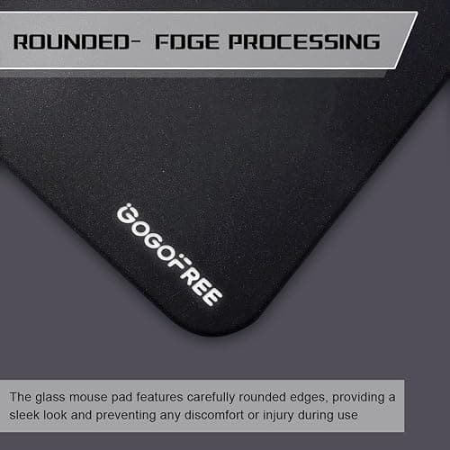 Glass Gaming Mouse Pad, Professional Esport Tempered Glass Mouse Pad Ultra-Smooth Micro-Etched Surface for Top Speed and Control,Hard Mousepad Black (15.7'' x 11.8'') thumbnail 7