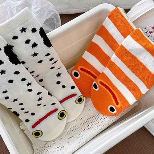 Garden Eel Socks, Japanese Okinawa Garden Eel Socks, Cute Conger Eels Striped Sock, Fun Cotton Household Sock thumbnail 2