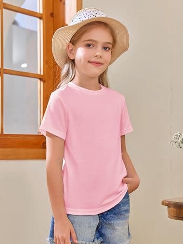 Girls Short Sleeve T Shirts Kids Summer Tops Crewneck Tees 5-14 Years thumbnail 3