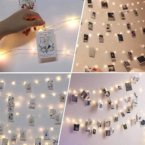 Photo Clip String Light - 33Ft 100LED Fairy Lights with Clips for Pictures With Timer, Photo Light with 50 Clear Clips for Bedroom Christmas Wedding Décor thumbnail 2