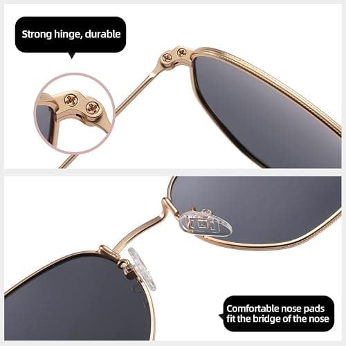 MEETSUN Polarized Hexagon Sunglasses for Women Men Polygon Square Sun Glasses UV400 Protection Metal Frame thumbnail 4