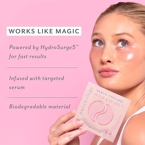 Patchology Serve Chilled Rosé Hydrating Under Eye Patches – Hyaluronic Acid & Antioxidant-Infused Eye Masks to Reduce Dark Circles, Puffiness & Fine Lines - Ideal Skincare Essentials (5 Pairs) thumbnail 5