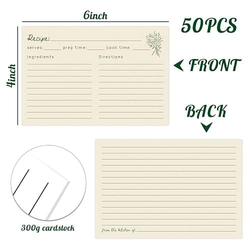 JOETMAE 50PCS Minimalist Retro Flower 4×6 Recipe Cards - In Double Sided | Blank|Thick Card stock|Minimalist Flower Design|For Bridal Shower Wedding Baby Shower Kitchen Diaries Banquet Preparation thumbnail 3