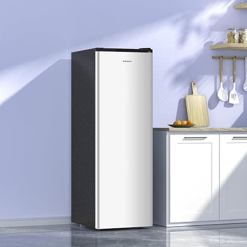 BANGSON Upright Freezer, 7.0 Cu.ft Stand Up Freezer, Convertible Upright Freezer/Refrigerator, Single Door for Kitchen,Garage, Office, Apartment, Silver thumbnail 2