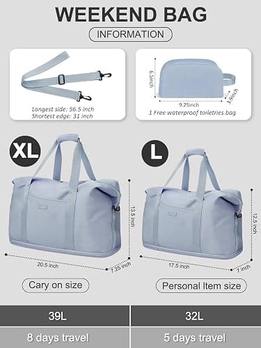 Expandable Travel Duffle Bags Weekender Overnight Bags for Women Men Hospital Bag for Women Labor Delivery with Toiletry Bag Waterproof thumbnail 2