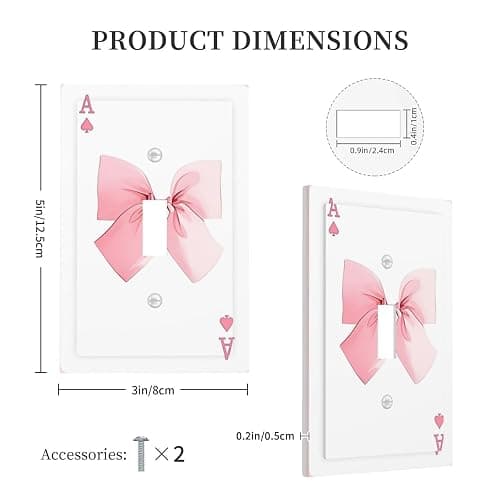 Funny Pink Bowknot 1 Gang Light Switch Cover Decorative Single Toggle Wall Plate Electrical Switchplate Standard Size Facplate for Kitchen Bathroom Bedroom Decor thumbnail 2