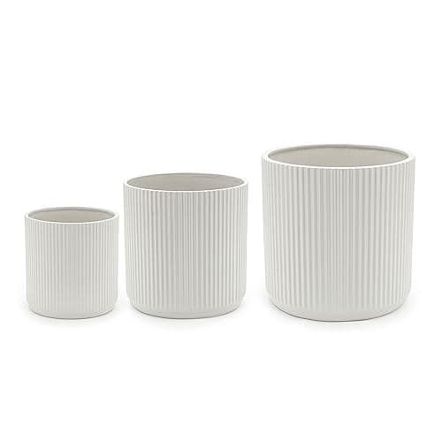 Amazon Basics Fluted Ceramic Planters