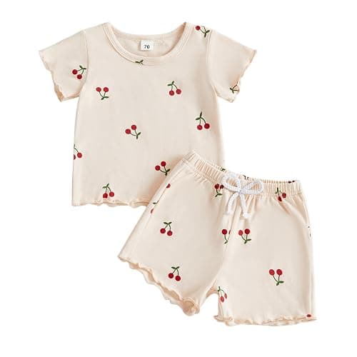 YINGISFITM Toddler Baby Girl Summer Clothes Daisy Dot Print Short Sleeve T Shirt + Shorts Sets Infant Cute Outfits - Image 1