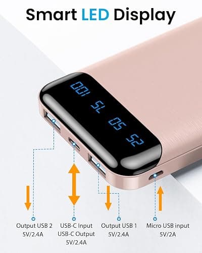 Portable Charger, 10,000 mAh Power Bank, USB C in&Out Fast Charging Battery Pack Compatible with iPhone 15/15 Plus/15 Pro/15 Pro Max, iPhone 14/13/12 Series, Samsung Galaxy etc.-Pink thumbnail 7