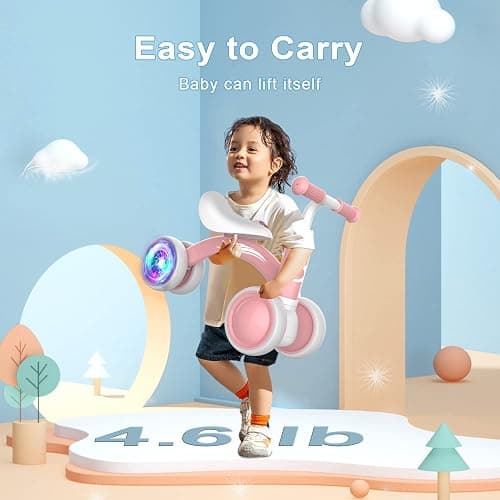 Colorful Lighting Baby Balance Bike Toys for 1 Year Old Girl Gifts, 10-36 Month Toddler Balance Bike, No Pedal 4 Silence Wheels & Soft Seat Pre-School First Riding on Toys, 1st Birthday Gifts. thumbnail 6