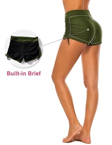 Lecieldusoir Women's Swim Shorts High Waisted Bathing Suit Bottoms Swimsuit Boy Shorts Swimwear Bikini Board Shorts thumbnail 4