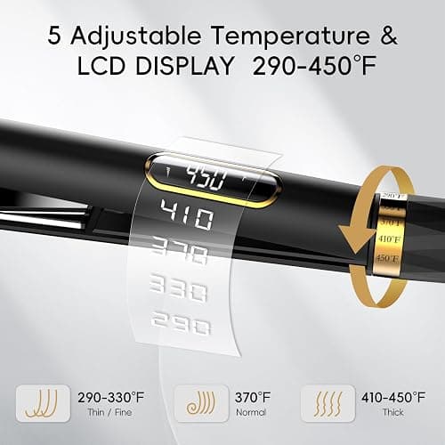 Nicebay 1” Titanium Flat Iron, Fast Heating Hair Straightener & Curler,with 5 Temp Settings, Negative Ion Technology,Travel-Friendly, Smooth Salon Design thumbnail 3