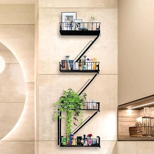 COEAYO Fire Escape Wall Shelf - 4-Tier Trinket & Action Figure Display with Screwdriver & Screws, Unique Rustic Floating Action Figure Display for Bathroom & Living Room & Home Decor (4 Tier, 1) thumbnail 5