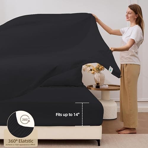 FUANNA 7 Pieces Full Size Comforter Sets, All Season Bedding Sets Full Size, Luxury Soft Bed in a Bag with Comforter, Flat Sheet, Fitted Sheet, Pillowcases & Pillow Shams, Black thumbnail 4