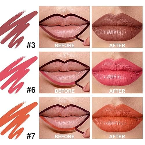 GLSFACE 3 Colors Peel Off Lip Liner with Tweezer Kit, Rich Color Matte Finish Lip Tint Stains Makeup Set for Women, Long Lasting, Waterproof, Smudge Proof, For All Skin Types (#3, #6, #7) - Image 1