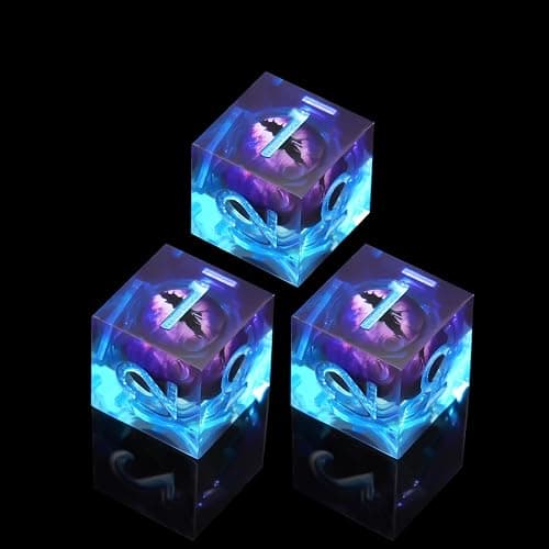 YEMEKO 3Pcs D6 Dargon Eye Liquid Core DND Dice Set with Resin Sharp Edge, 6 Sided Dice 16mm Handmade Polyhedral D&D Dice for Dungeons and Dragons, RPG, Roleplaying Games MTG Table Games(Blue Purple) thumbnail 3