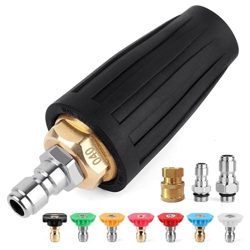 GIANTOOL Turbo Nozzle Pressure Washer, 4000 PSI 360°Rotating Power Washer Nozzles (Max 5000 PSI) with 1/4” and 3/8” Quick Connect, 7 Pressure Washer Nozzle Tips for Concrete, Brick, Driveway(4.0 GPM) - Image 1