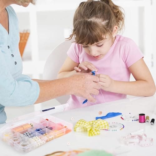 Cosics Bead Organizer Box, 2PCS 15 Compartment Craft Storage Container with Removable Divider, Plastic Empty Case for Jewelry Rhinestone Charms Crystal Press On Fake Nail, Hair Stuff Small Accessory thumbnail 2