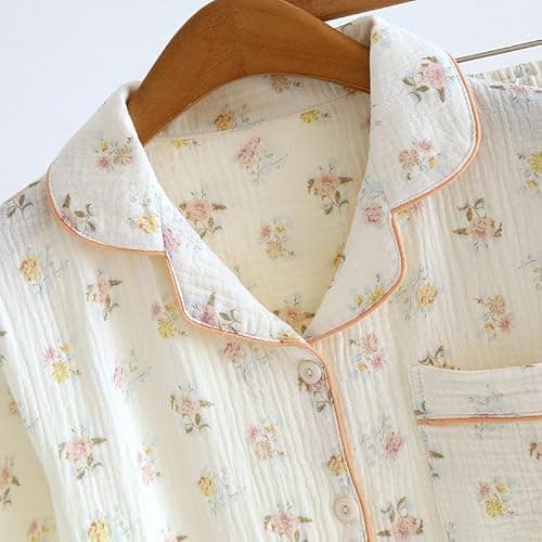 codcm Womens 3pcs Cotton Pajamas Set Short Sleeve Sleepwear Fruit Print Cute Pj Set with Long Pants thumbnail 2