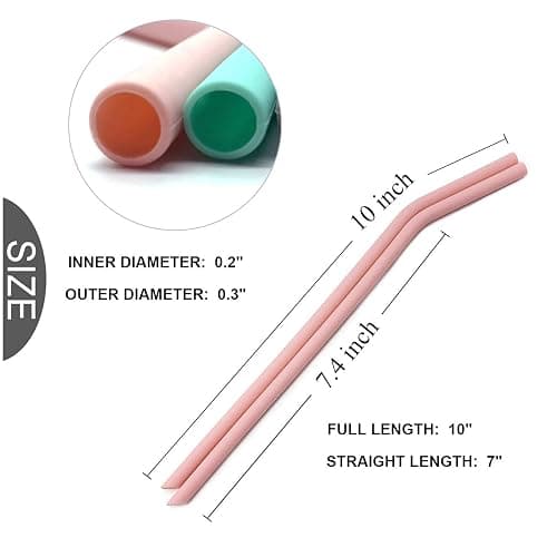 Senneny Set of 12 Silicone Drinking Straws for 30oz and 20oz - Reusable Silicone Straws BPA Free Extra Long with Cleaning Brushes- 6 Straight + 6 Bent- 6mm diameter thumbnail 3
