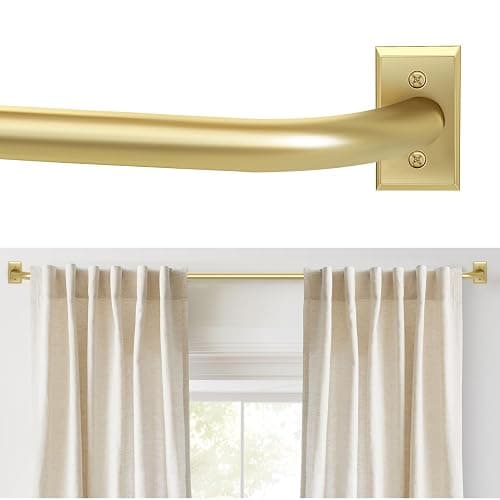 ZYRW Gold Curtain Rod, Room Darkening Rods for Windows 28 to 48 Inches(2.3-4Ft), Wrap Around Curtain Rods, Heavy Duty Blackout Drapery, Modern Decorative Window Treatment Rod, Gold - Image 1