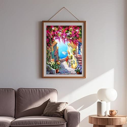 QIOUOL 5D Diamond Art Kits for Adults Beginners,Seaside Town DIY Painting with Round Full Drill Diamonds Painting Mosaic Gems Art for Home Office Wall Decor 12x16 Inch thumbnail 5