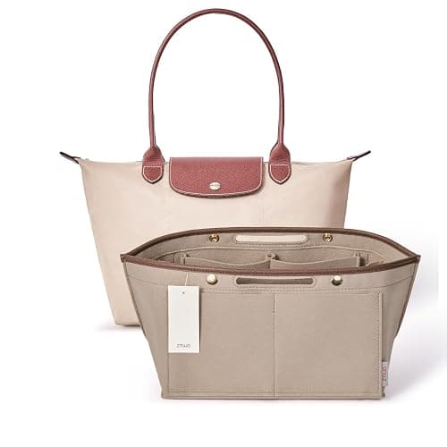 ZTUJO Purse Organizer Insert For Le Pliage, Compatible with Longchamp Le Pliage Shoulder Bag S/L, Top Handle S/M,Energy S/L, Xtra S, Longchamp Organizer Insert (Beige, Small) - Image 1
