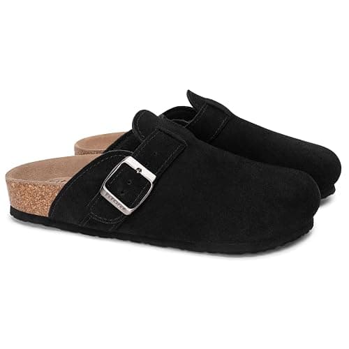 FITORY Womens Clogs Slip-on Potato Shoes Leather Mules with Suede Cork Footbed Size 6-11 thumbnail 6