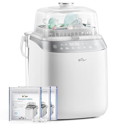 Bear Bottle Washer Pro, Baby Bottle Washer and Sterilizer and Dryer - All in One Machine for Bottles, Pump Parts & Baby Essentials with 90 Detergent Tablets - Effortless, Time-Saving - Image 1