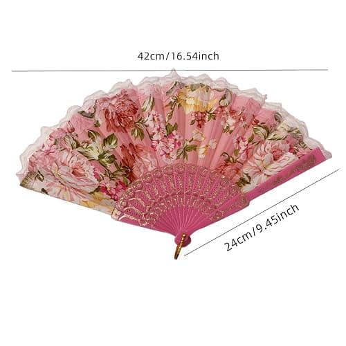 sehtorry 4 Pack Spanish Style Floral Folding Fans Ladies Lace Handheld Fans for Party Wedding Dancing and Home Decoration thumbnail 2