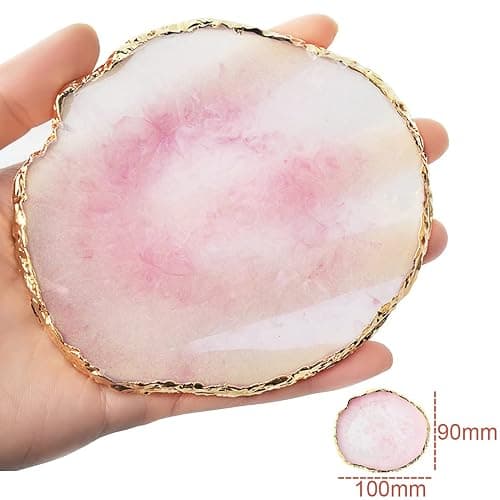 GAOSENLONK Resin Nail Art Palette, Nail Painting Mixed Color Palette, Pink | Gilded Edge Nail Gel Color Makeup Display Board Pallet for Mixing Gel Polish thumbnail 4