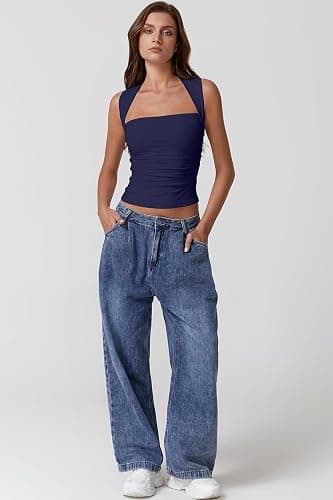 QINSEN Women's Square Neck Slim Fit Tank Top thumbnail 6