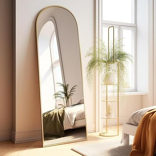 BEVERDY Arched Full Length Mirror - 18"58" Floor & Wall Mounted Mirror for Bedroom & Living Room, Gold thumbnail 3