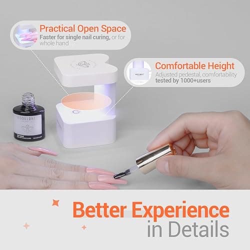 UV Nail Light, Modelones Innovative UV Led Nail Lamp, Mini Gel Nails Lamp for Gel Polish, Quickly-Dry Cure Nails Lamp, Nail Dryer for Travel Manicure, UV Light for Nails Extension System, White thumbnail 5
