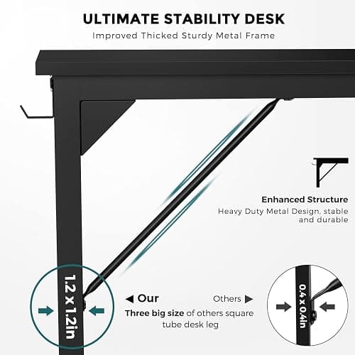 DUMOS 32 Inch Small Computer Office Desk Modern Simple Style Writing Study Work Table for Home Bedroom - Modern Black thumbnail 5