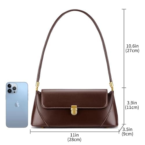 WEIMZC Shoulder Bag for Women Vintage Purse Fashion Classic Vegan Leather Clutch Tote Retro Handbag with Buckle Closure thumbnail 2
