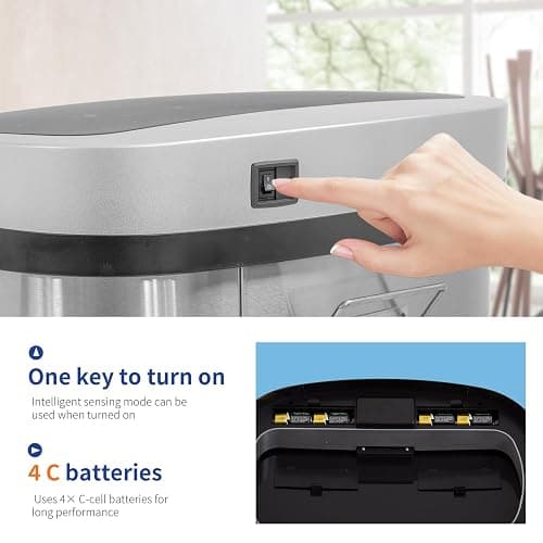 BestOffice | 13 Gallon Trash Can with Lid | Automatic Touchless Garbage Can | Odor Control | Modern Oval Design | Easy to Clean | Stainless Steel | Fits Any Kitchen, Bathroom, Office or Home thumbnail 5
