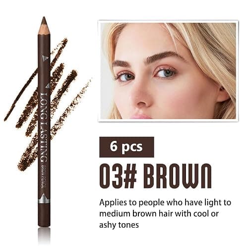 FeiCuiYun 6Pcs Eyebrow Pencils for Women, Wooden Hard-Core Brown Eyebrow and Eyeliner Pencil, Long Lasting Waterproof and Sweat-Proof, Beginner Makeup Brow Pencil, Create a Natural Eye Brow Makeup thumbnail 2