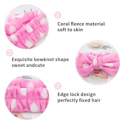 6 Pack Pink Spa Headband Makeup Soft Skincare Shower Headbands Fluffy Head Wraps Hair Band for Washing Face thumbnail 6