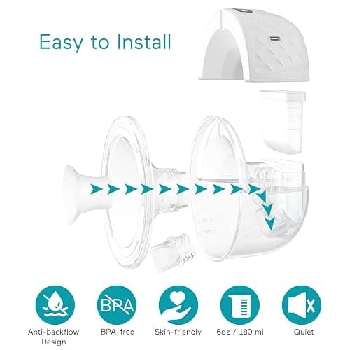 Paruu P10 Hands Free Breast Pump Wearable, 338mmHg Strong Suction, Low Noise, 4 Modes & 9 Levels, Electric Breast Pump Portable, Smart Display, 19/21/24/28mm Insert/Flange, 2 Pack (White) thumbnail 9