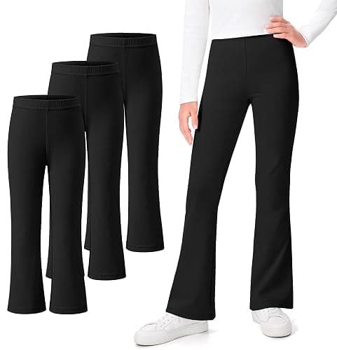 KEREDA 3 Pack School Uniform Pants for Girls Flare Leggings Bell Bottoms Trendy Clothes for Teen Girls Kids - Image 1