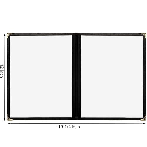Nicunom 12 Pcak Restaurant Menu Covers, 8.5 X 11 Inch Menu Covers, 2 Page 4 View Transparent Menu Holders for Bar Cafe Restaurant, Double Stitched Edge thumbnail 2