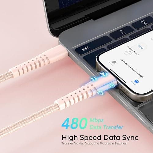 USB C to USB C Cable 60W 3-Pack (3.3ft+6.6ft+10ft) Braided iPhone 15 Cord Type C to Type C Cable Fast Charging for Apple iPhone 17,16,15,15 Pro Max,15 Plus,MacBook Air,iPad Pro (Pink) thumbnail 5