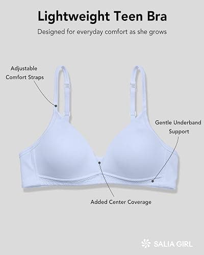 SALIA GIRL Teen Bras for Girls 10–14, Lightly Padded for Secure Coverage | Wireless Comfort, Back Closure, Ultra-Fine Knit, Silky-Soft Feel, Adjustable Straps, No-Bulk Fit, School & Everyday Wear thumbnail 6