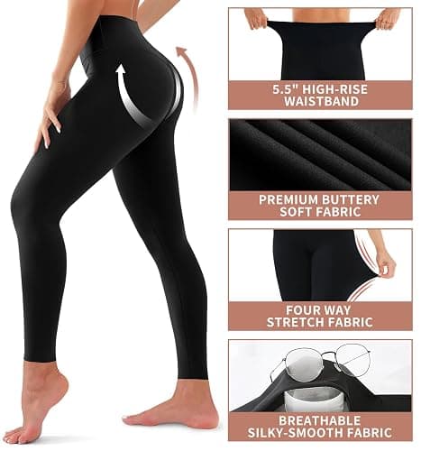 Laite Hebe Leggings for Women - High Waisted Full Length Buttery Soft Yoga Pants for Workout Athletic Daily thumbnail 4