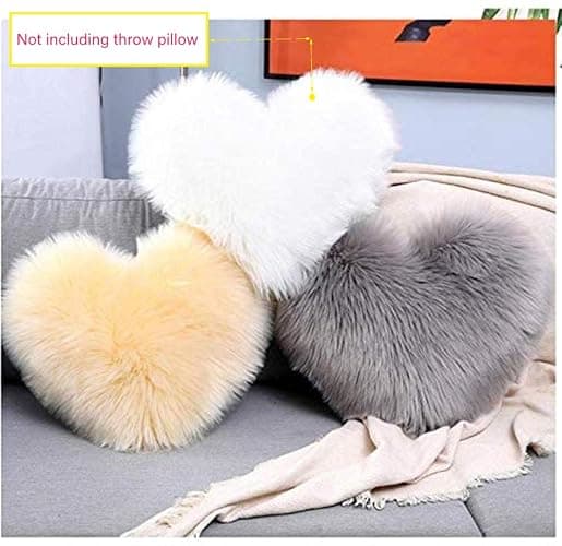 Yanyan Cushions Covers Fluffy Washable Heart Shaped Soft Decorative Cushion Cover for Living Room Sofa Bedroom (Pink) thumbnail 5