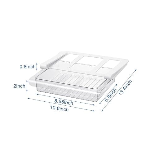 Fridge Drawer Organizer, 2" Height x 8.66" Width, Shallow | Small and Shallow, for Deli Meat and Cheese, Under Shelf Storage Bin, Space Saving Refrigerator Organizer thumbnail 2